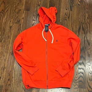 Polo by Ralph Lauren Men's Bright Orange Zip-Up Sweater